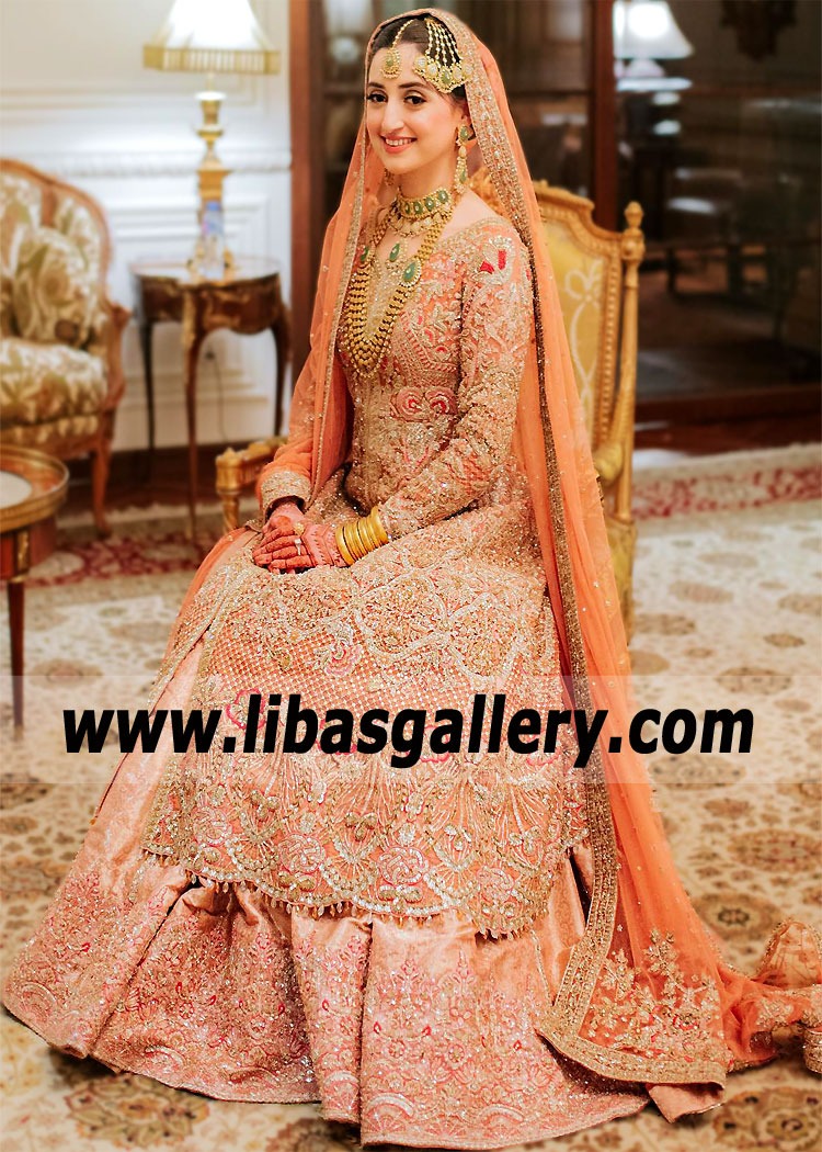 Melon Achillea Wedding Lehenga Dress