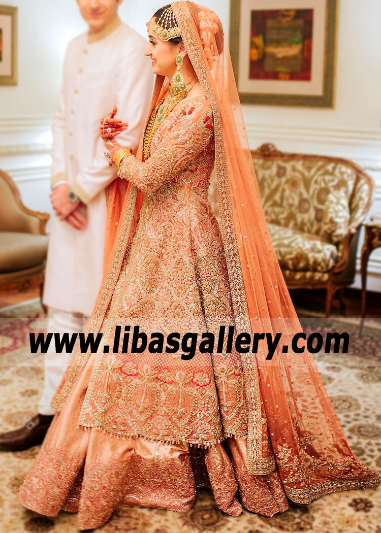 Melon Achillea Wedding Lehenga Dress