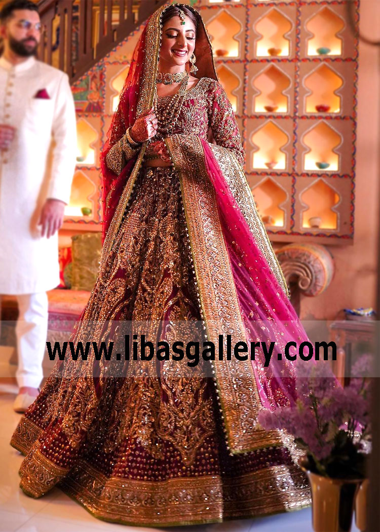 Burgundy Rosa Wedding Lehenga Dress