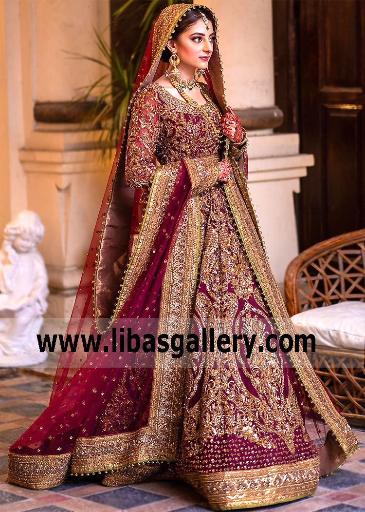 Burgundy Rosa Wedding Lehenga Dress