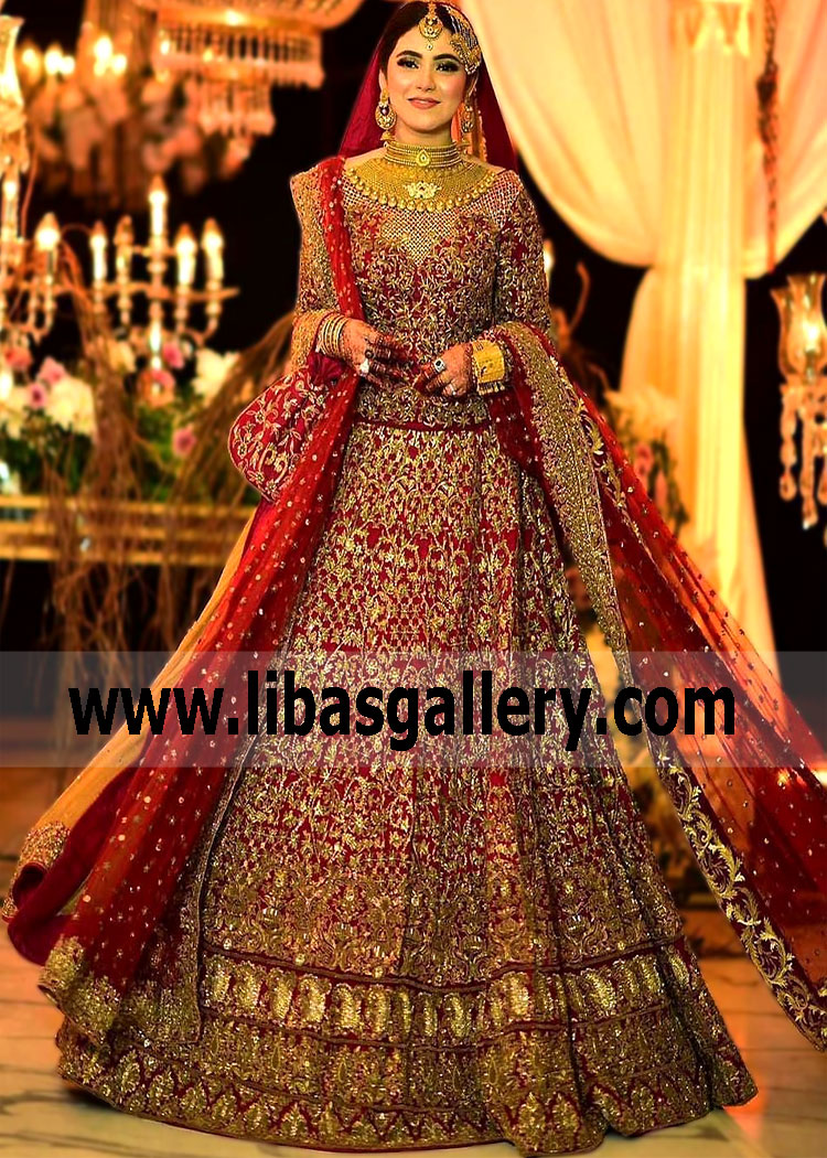 Falu Red Wedding Rosa Bridal Lehenga