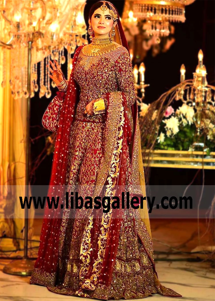 Falu Red Wedding Rosa Bridal Lehenga