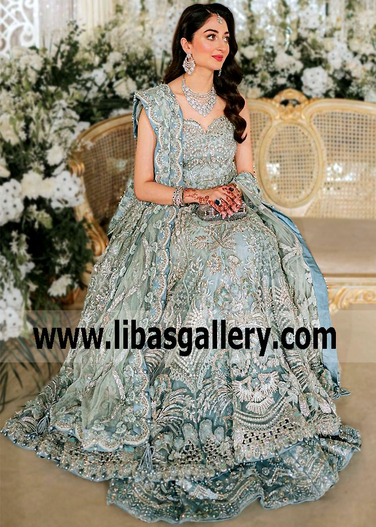 Carolina Blue Canna Bridal Maxi Lehenga