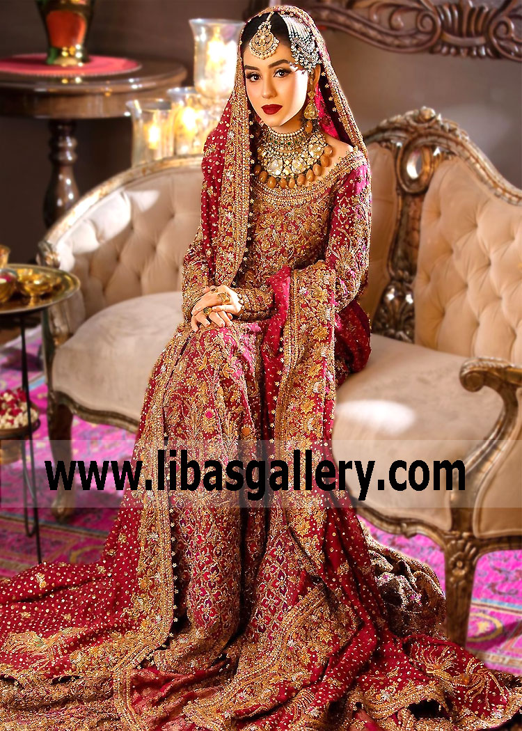Burgundy Rosa Bridal Wear Lehenga