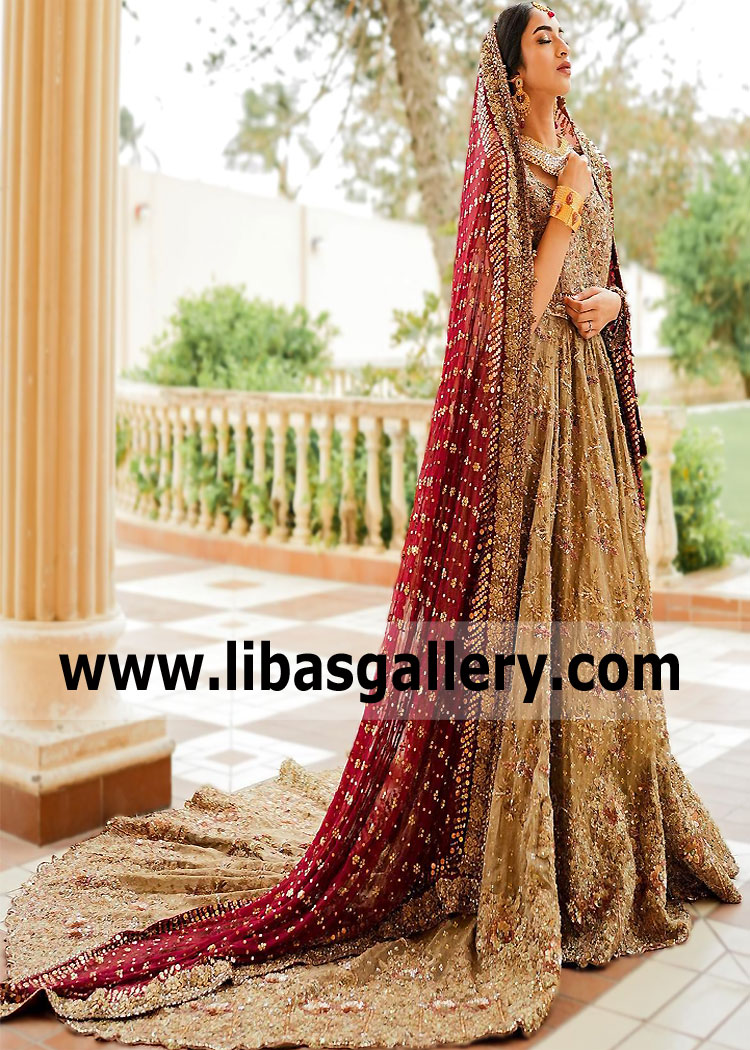 Khaki Maroon Alcea Bridal Dress