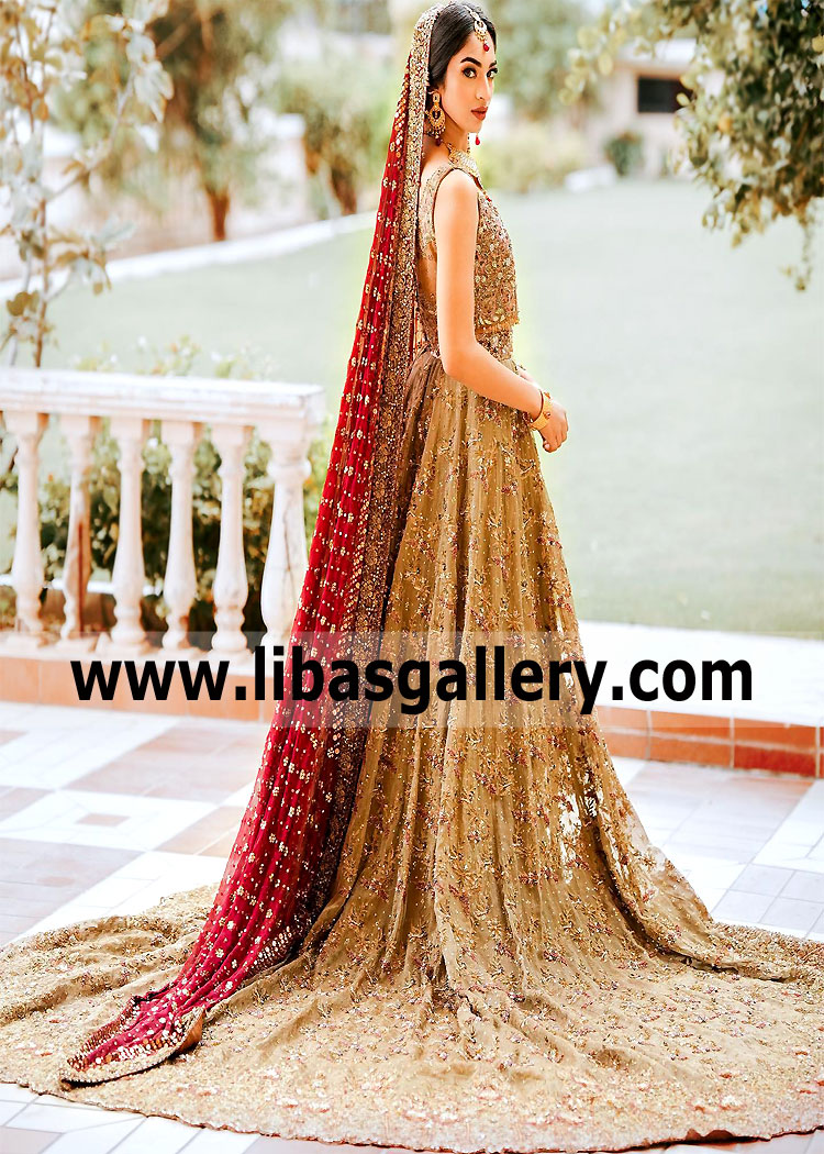 Khaki Maroon Alcea Bridal Dress