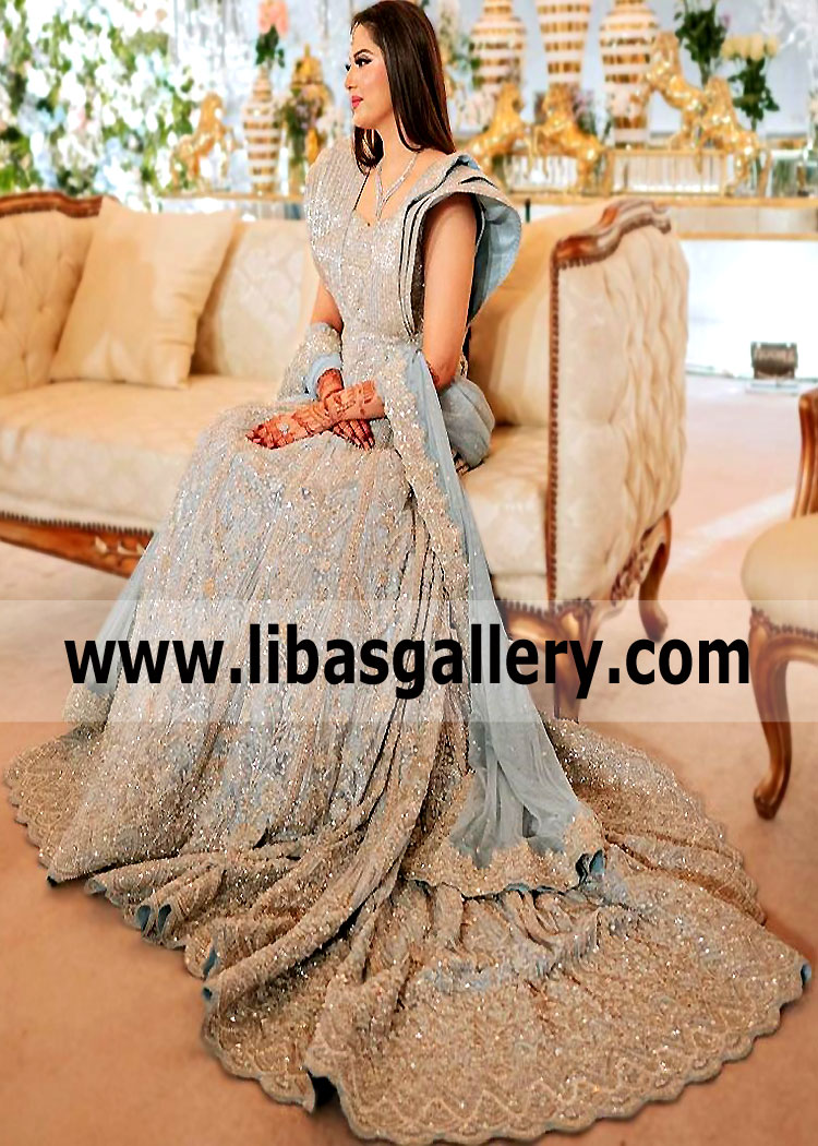Powder Blue Viola Bridal Maxi for Walima