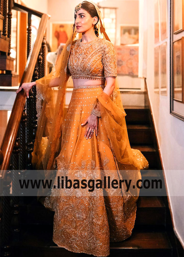 Goldenrod Ovule Bridal Lehenga