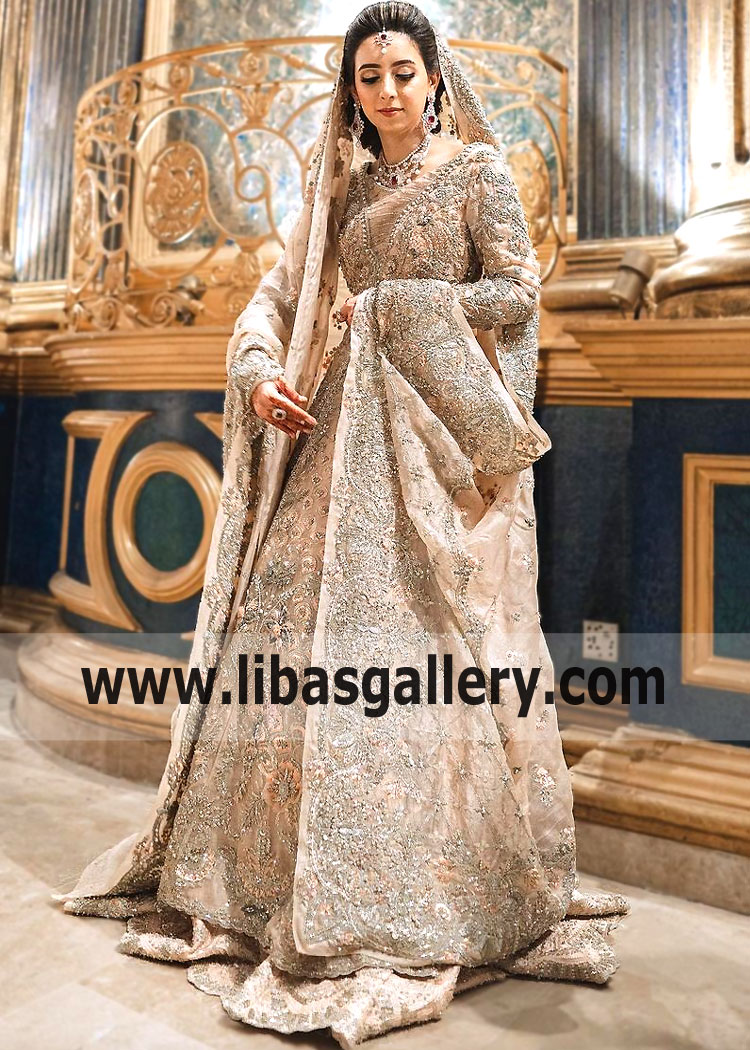 Peach Gladiolus Walima Bridal Dress