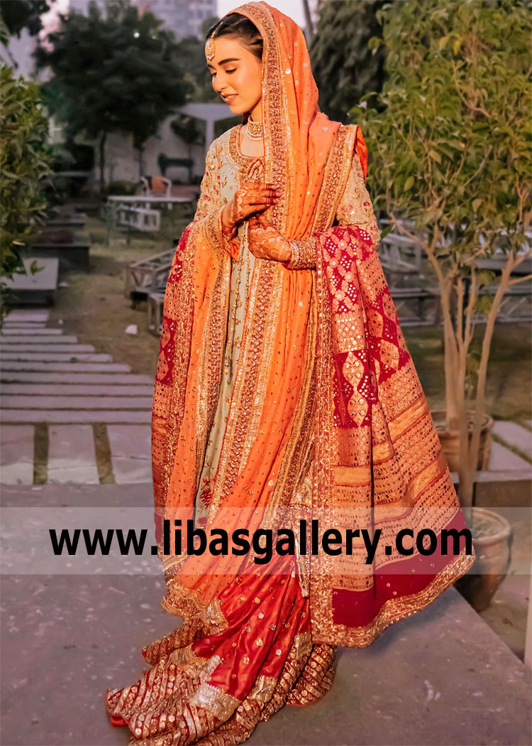 Colorant Bergenia Bridal Dress Hyderabadi Khada Dupatta