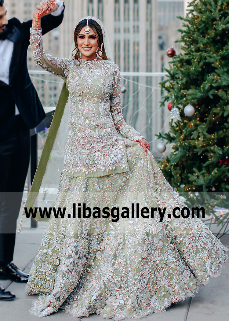 Magic Mint Bloom Wedding Lehenga