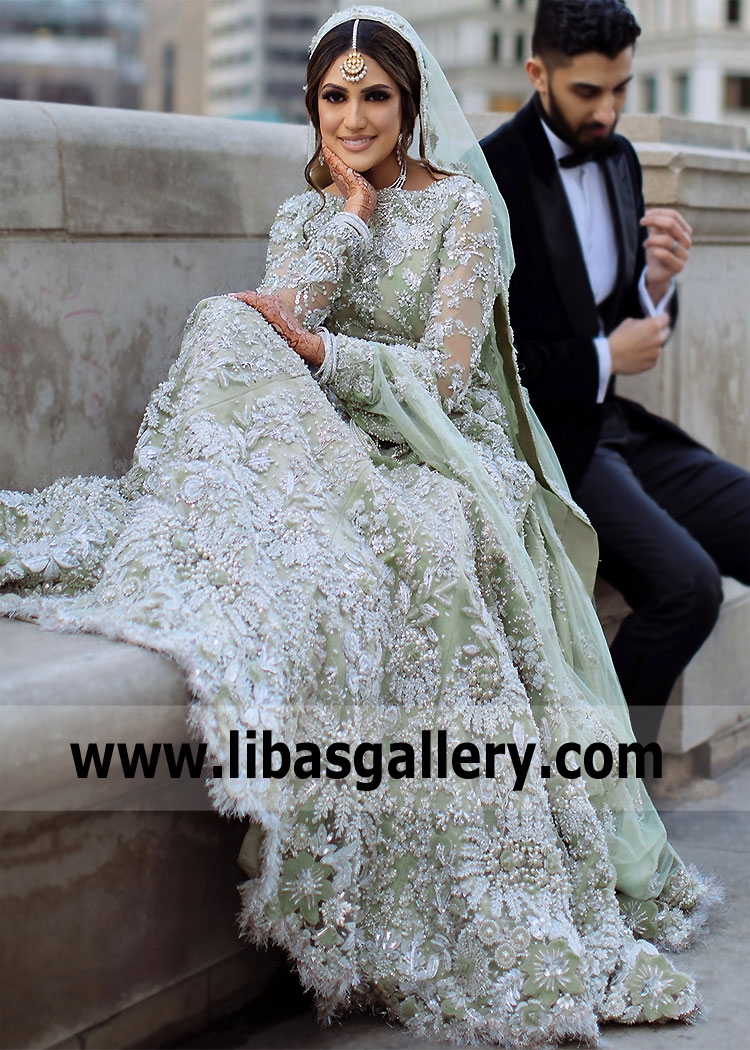 Magic Mint Bloom Wedding Lehenga