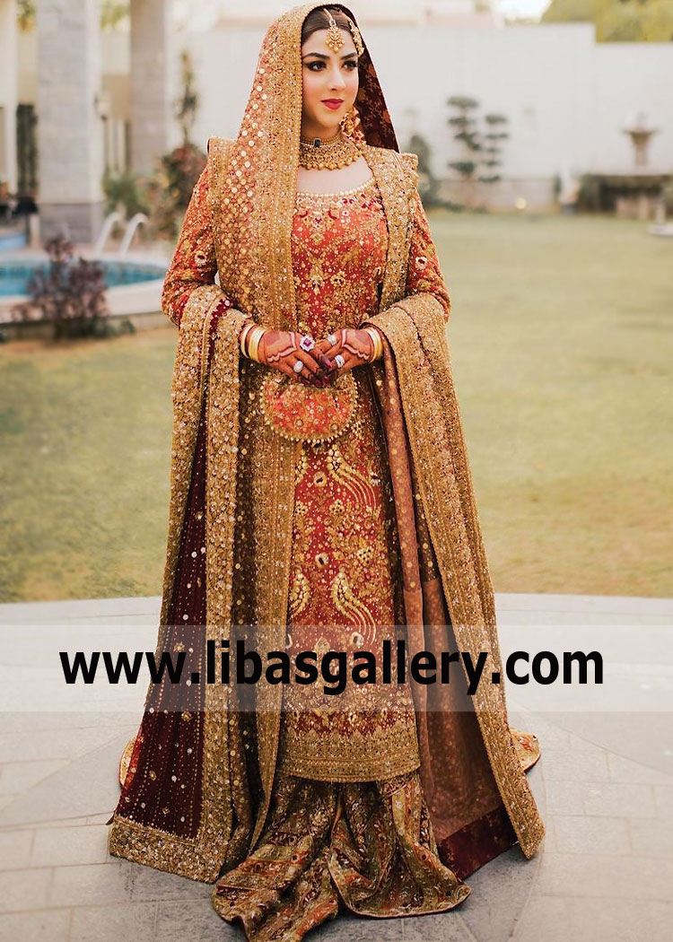 Falu Red Iris Multi Chatta Patti Farshi Gharara