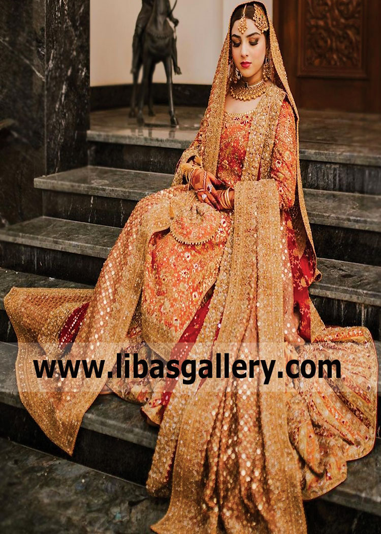 Falu Red Iris Multi Chatta Patti Farshi Gharara