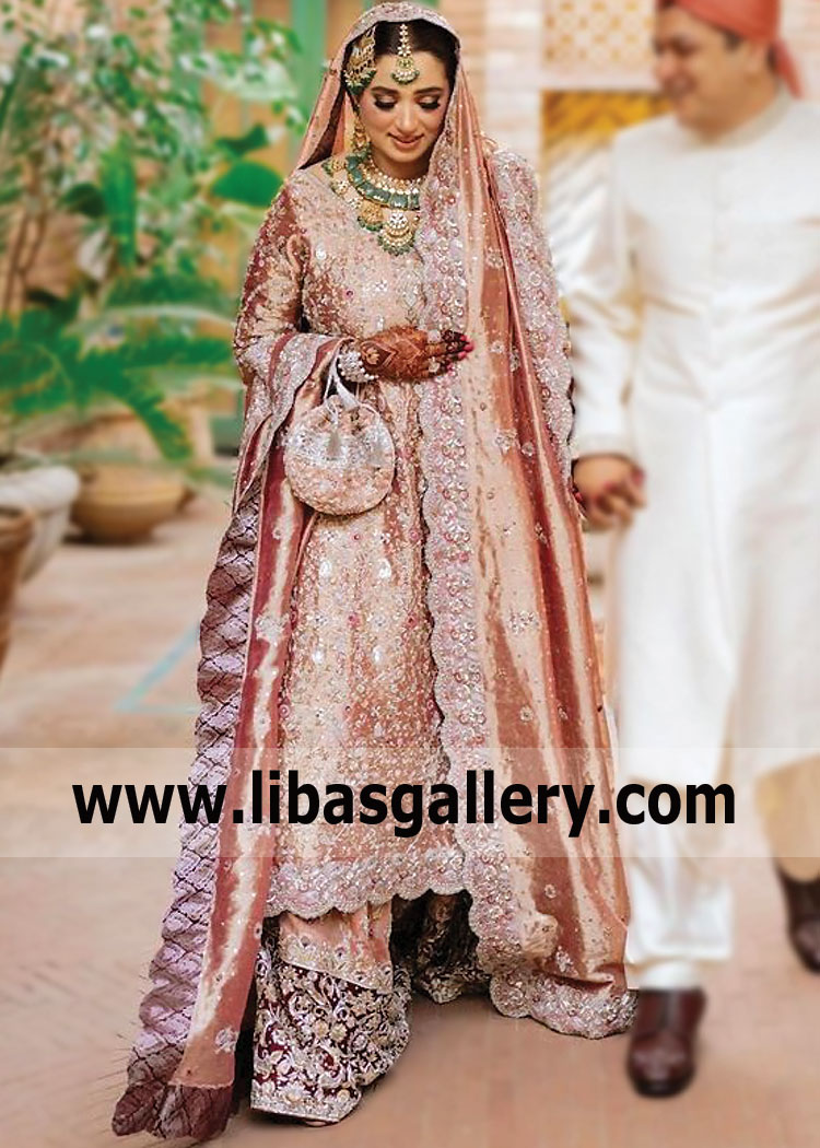 Rose Gold Birdal Dress Pakistani Bridal Dresses