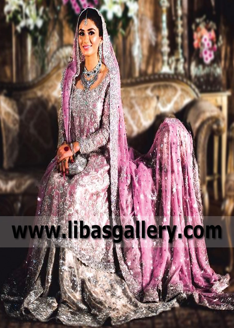 Amaranth Pink Rosa Bridal Lehenga for Walima