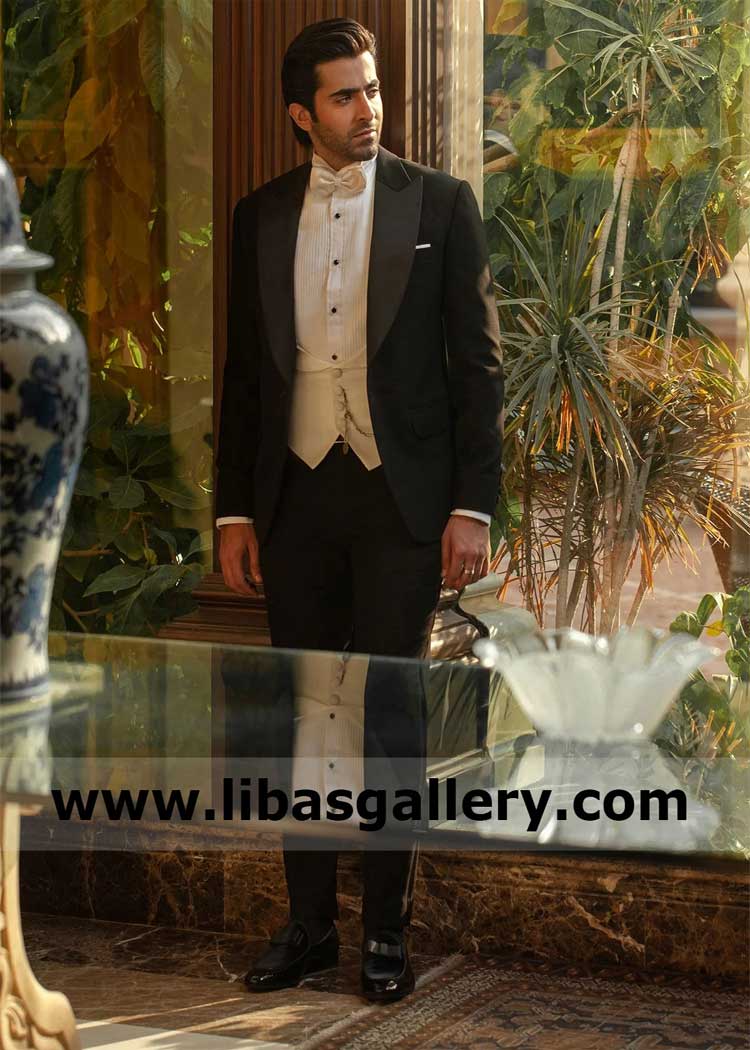 Classic Black Tuxedo Suit Pointed Lapel Slim Fit