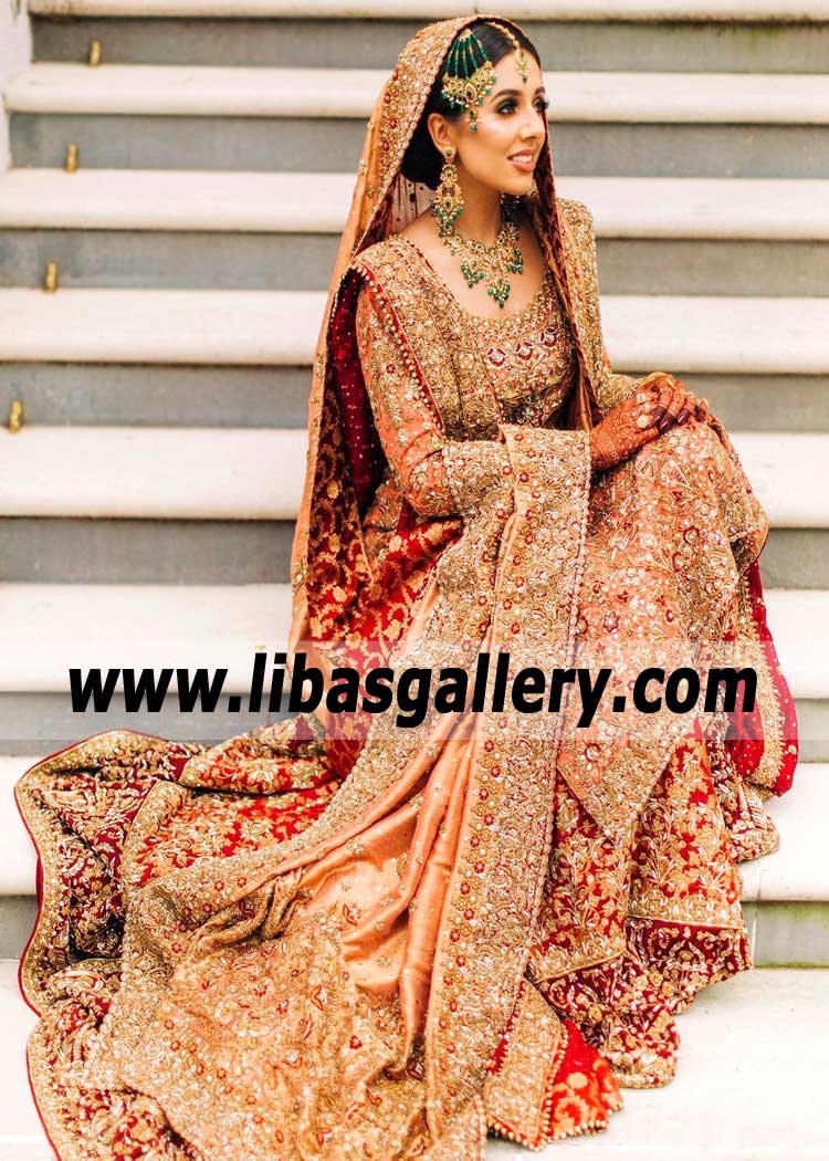 Coral Lame Tulipa Red Wedding Dress