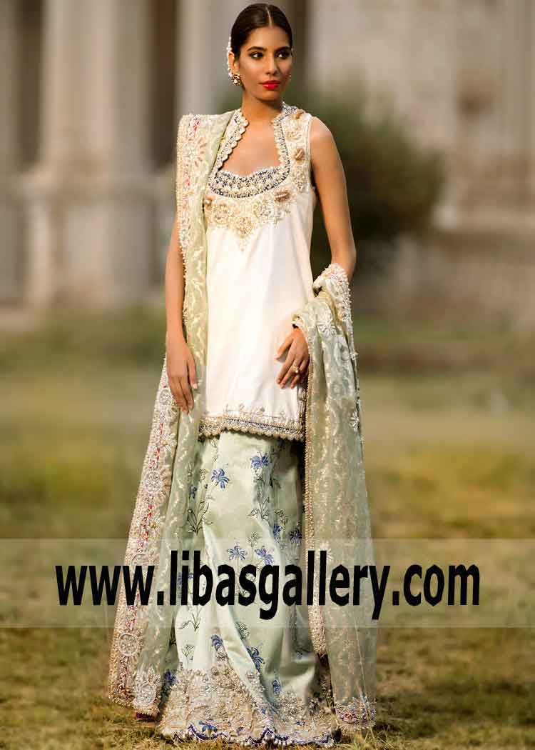 Tea Green Magnolia A-line Lehenga