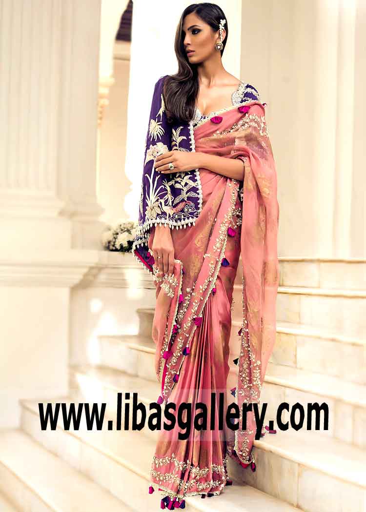 Indigo Chestnut Magnolia Saree