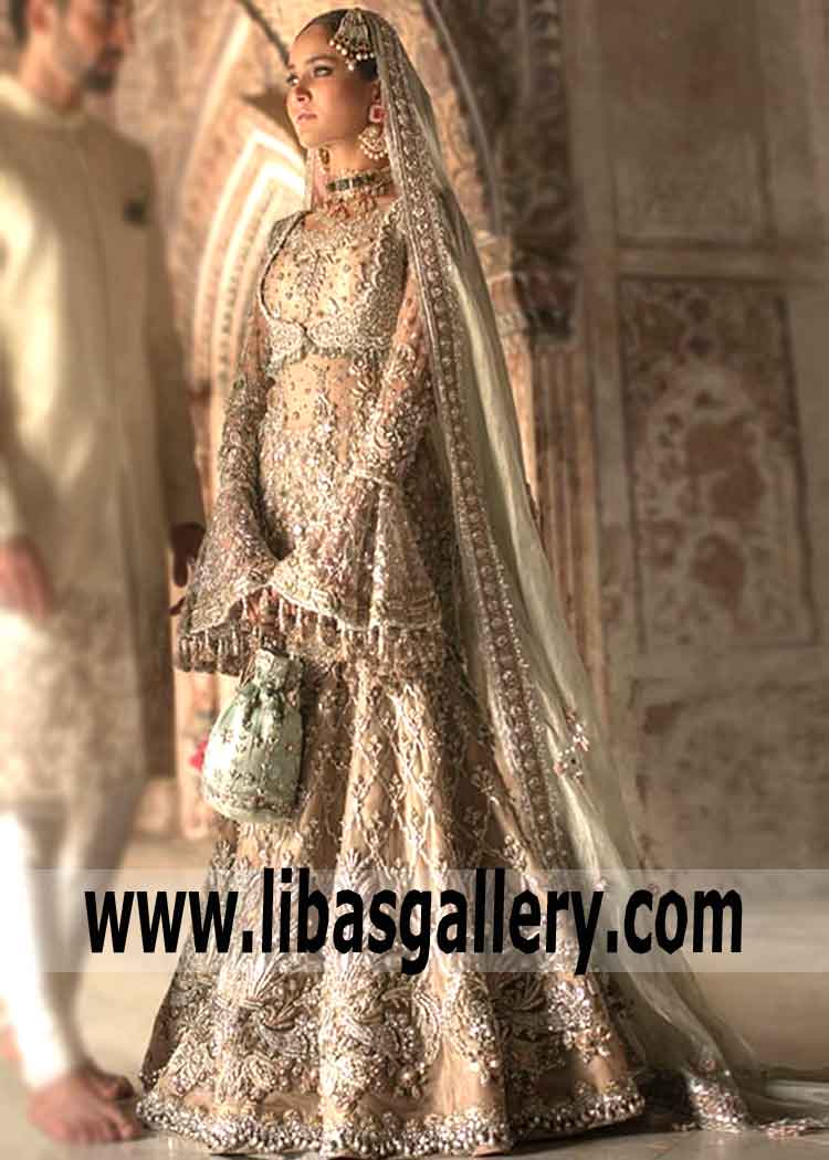 Peach Lilium Wedding Lehenga