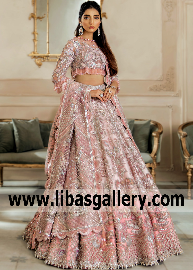 Stunning Pink Magnolia Wedding Lehenga for Walima Reception