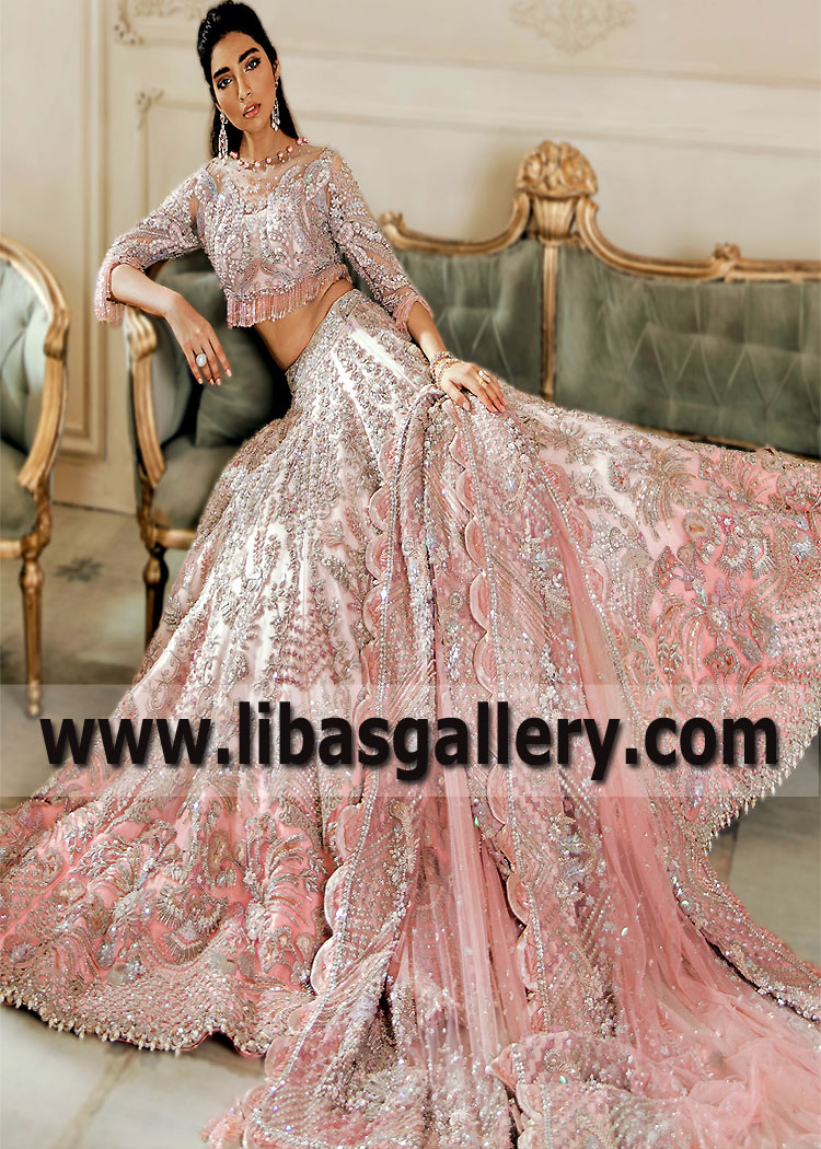 Stunning Pink Magnolia Wedding Lehenga for Walima Reception