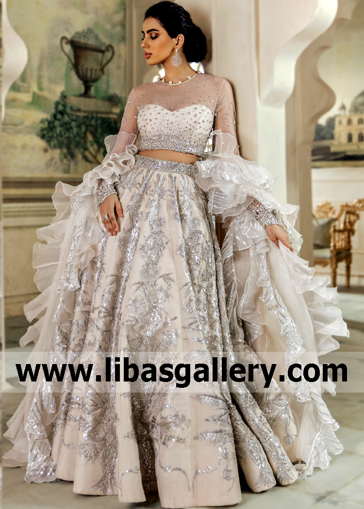 Off White Clarisse Bridal Lehenga Dress