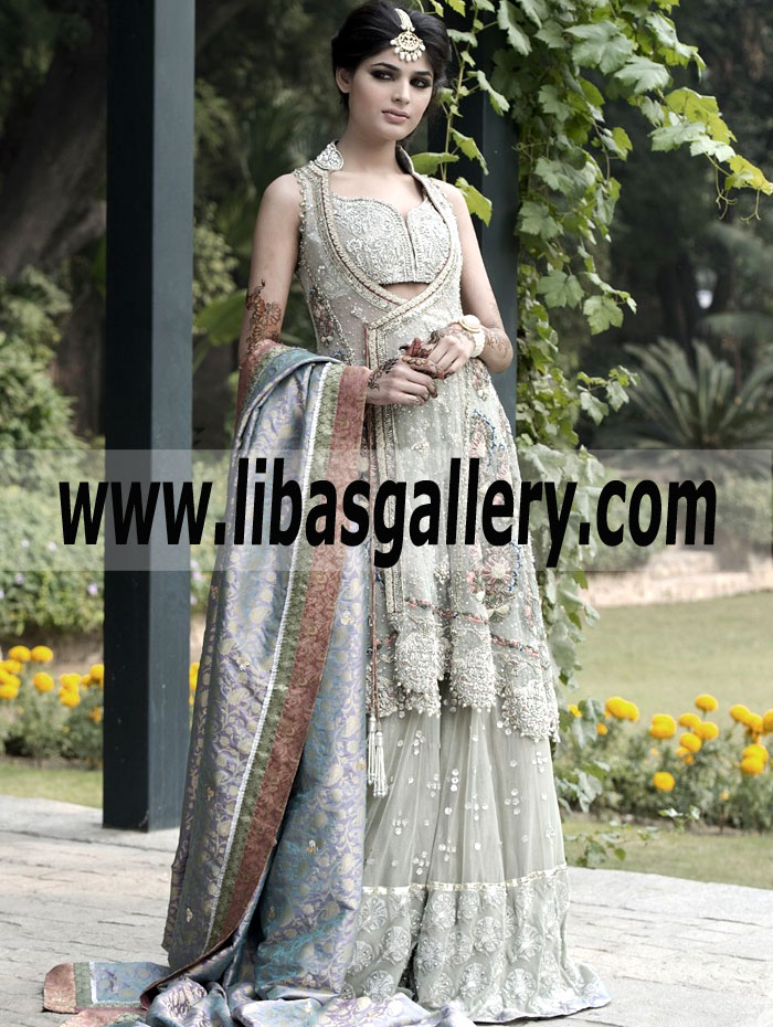 Lavish Pastel Gray Bridal Lehenga Vittorio