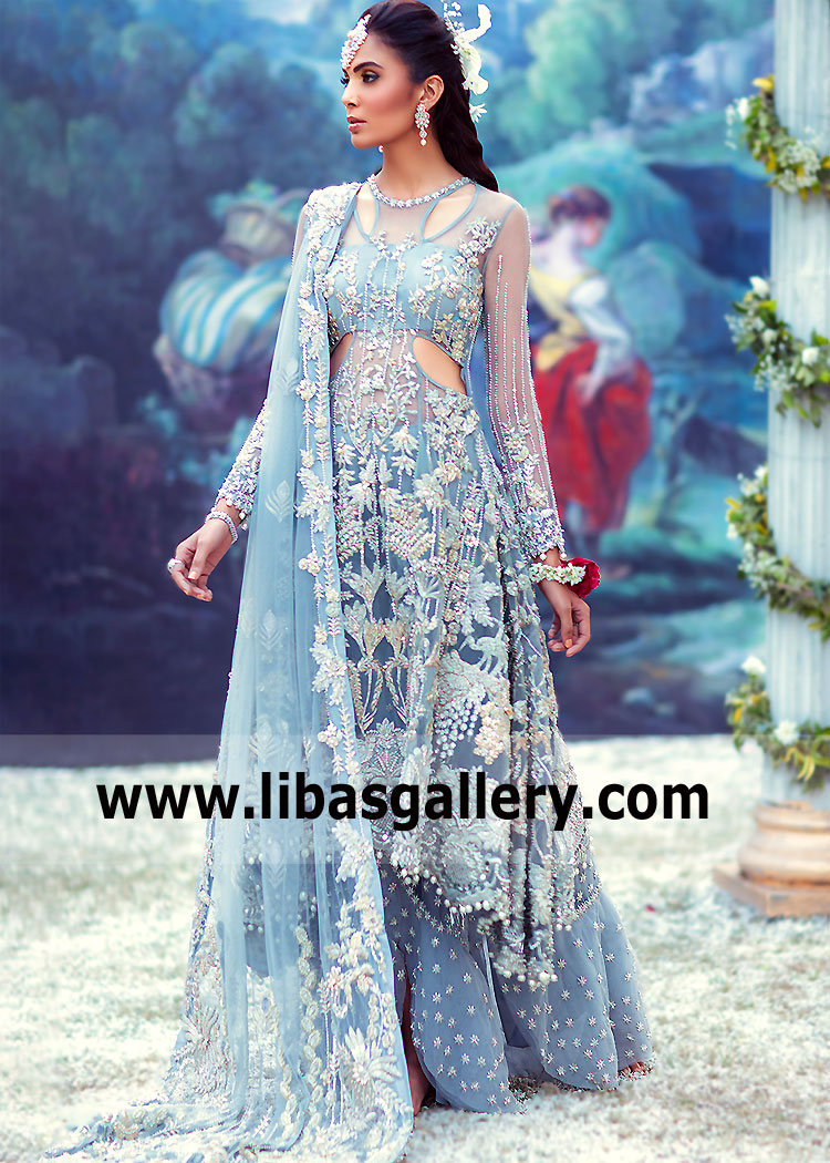 Crystal Blue Lantana Bridal Lehenga