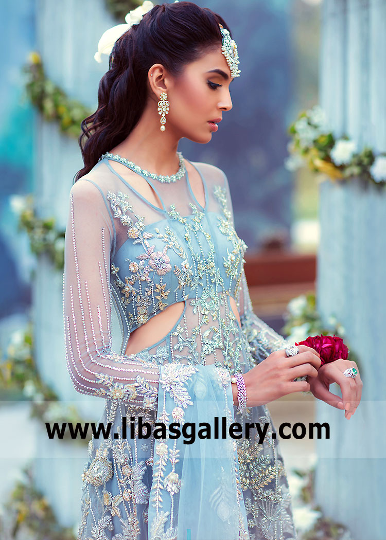 Crystal Blue Lantana Bridal Lehenga