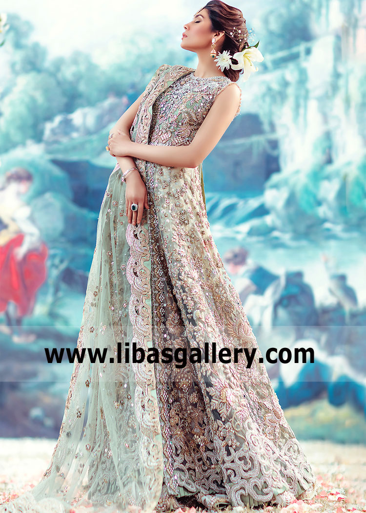 Mint Green Freesia Wedding Lehenga