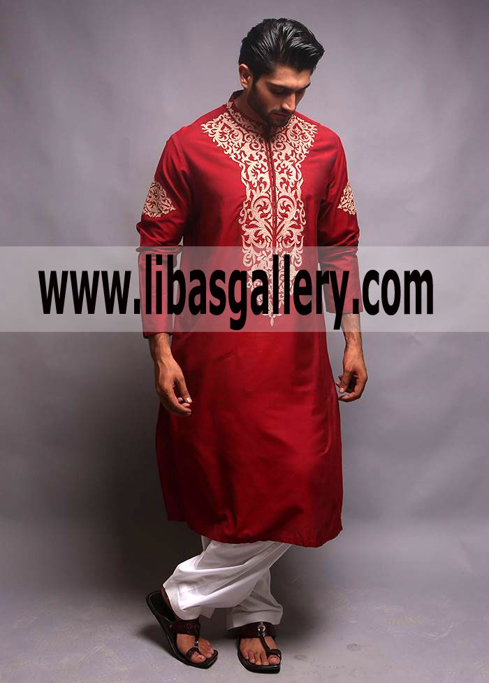 Shy Boy in Embroidered Kurta Shalwar Mens Wear