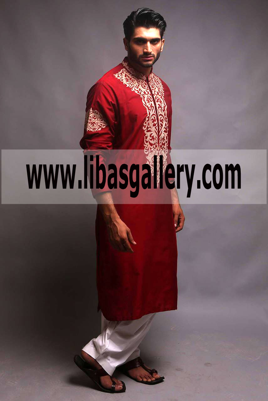 Shy Boy in Embroidered Kurta Shalwar Mens Wear