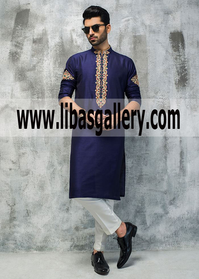 Blue Embroidered Kurta Pajama