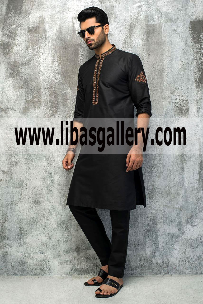 Select High Quality Fabric kurta Embroidered Black color Mehndi Shadi Function Perth Sydney Australia Select High Quality Fabric kurta Embroidered Black color Mehndi Shadi Function Perth Sydney Australia