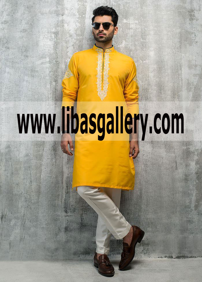 Mayoon Yellow kurta Embroidered for Men order online bespoke kurta pajama UK USA Dubai Mayoon Yellow kurta Embroidered for Men order online bespoke kurta pajama UK USA Dubai