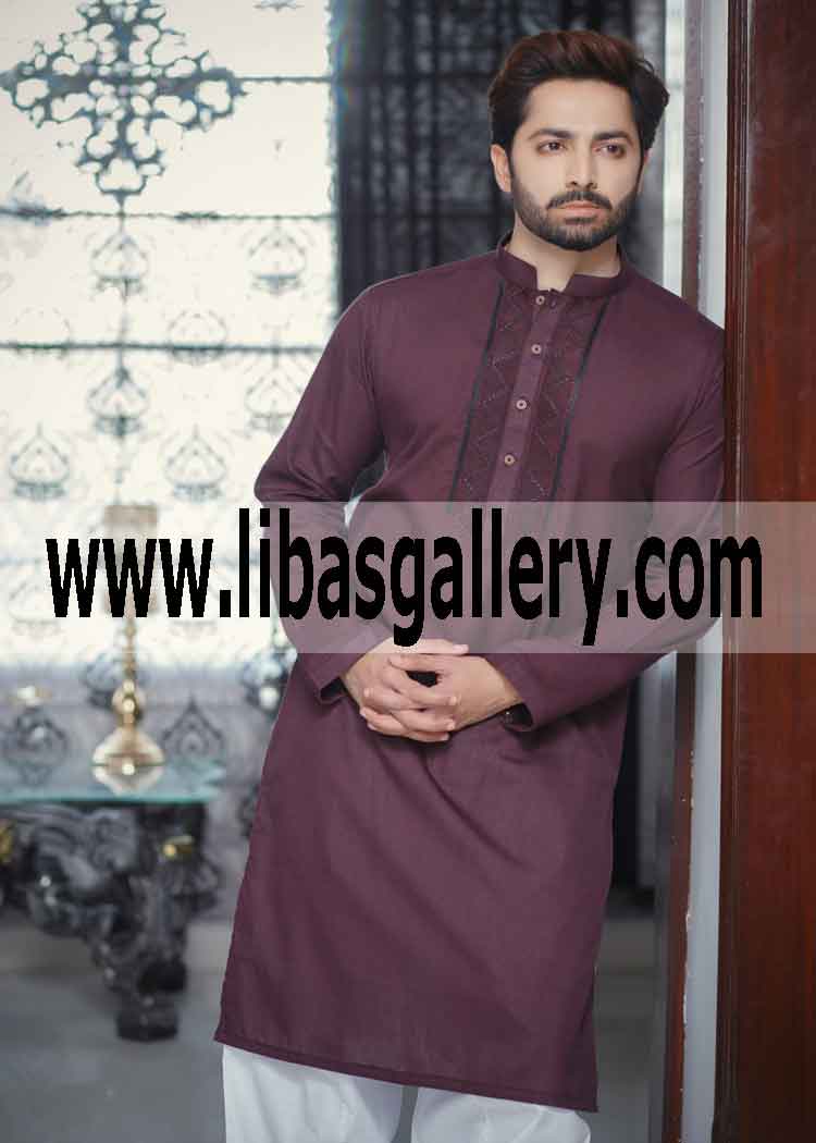 Sincere men wearing kurta shalwar suit