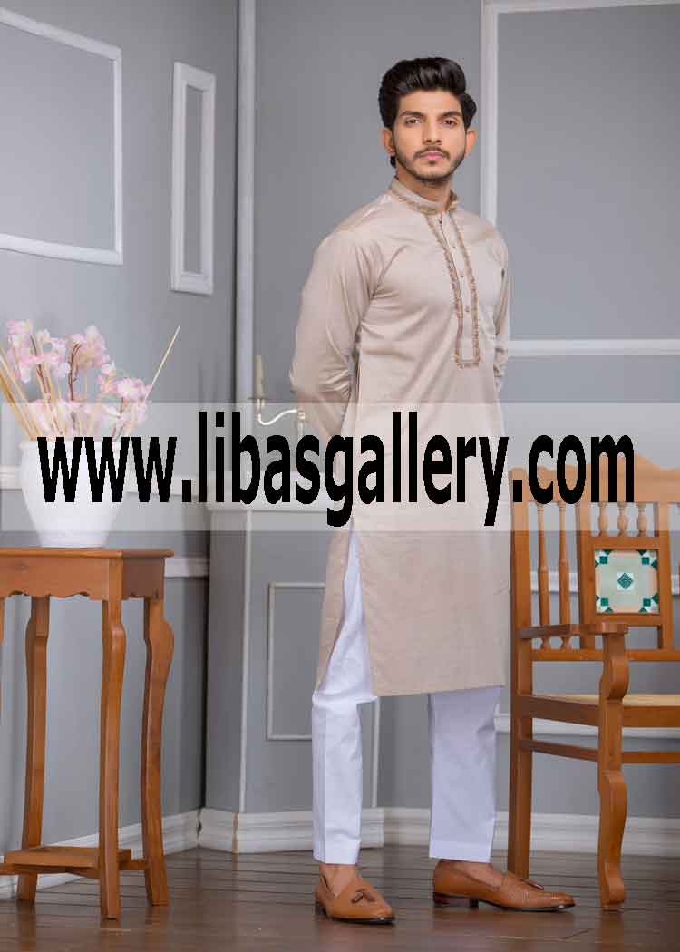 Light Embroidered kurta for stylish man