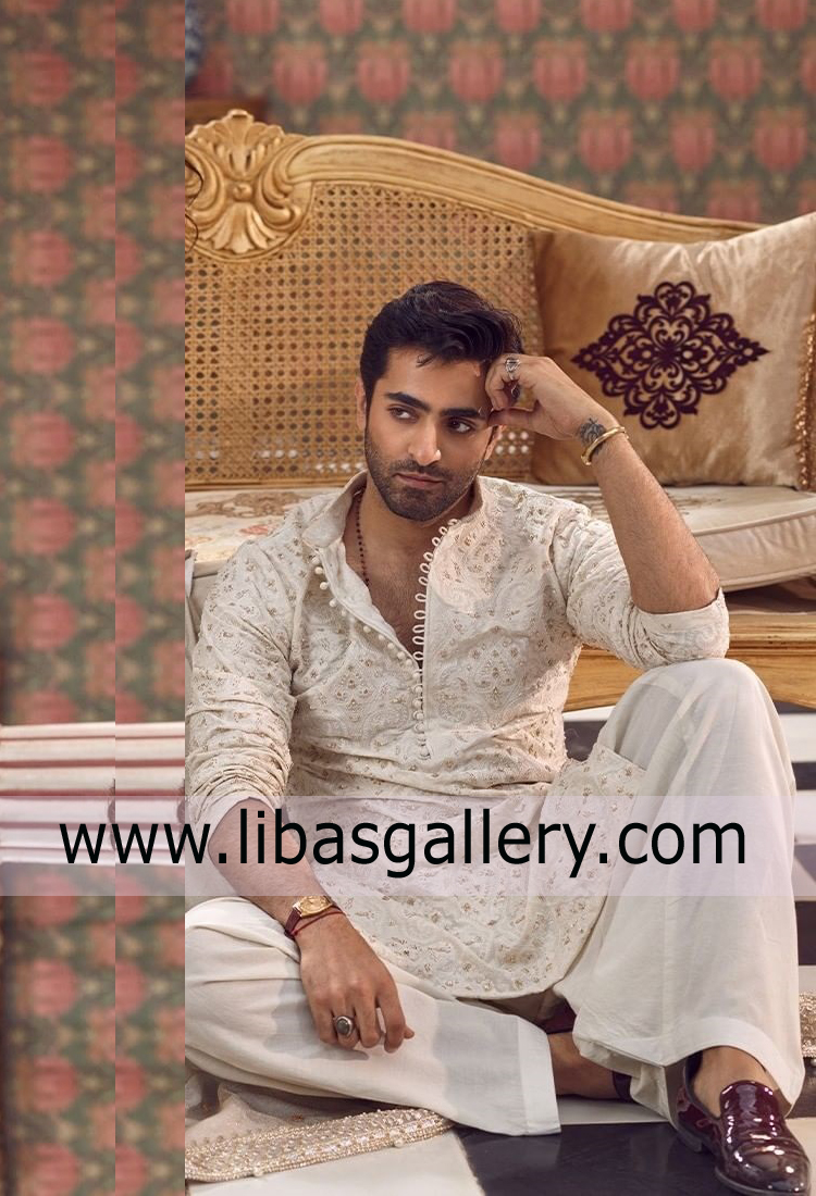 Full Embroidered Kurta and shalwar for man