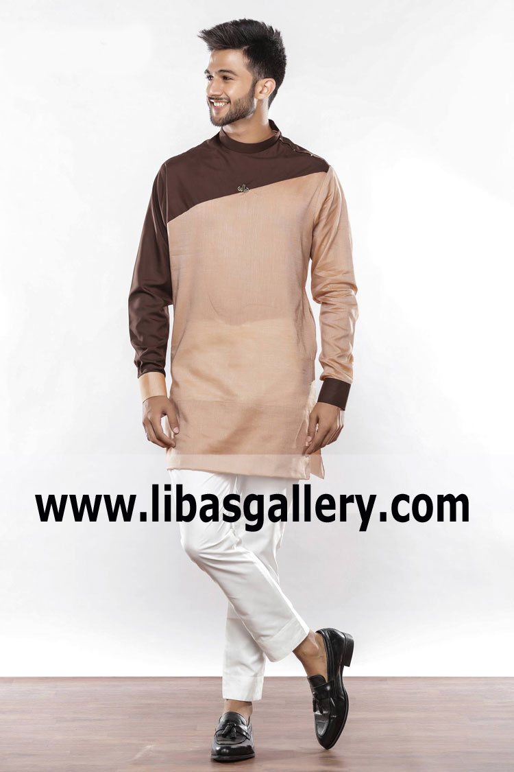 dual color high neck style kurta for male and boys