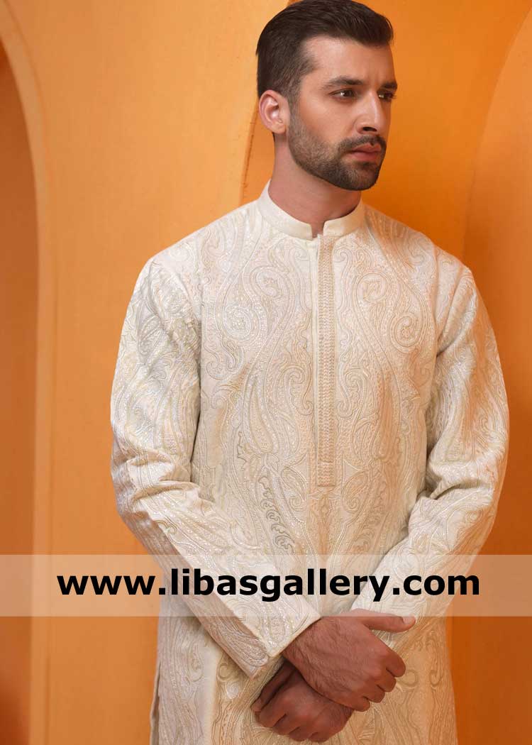 Short length Men Kurta beautiful heavy embroidery by thread
