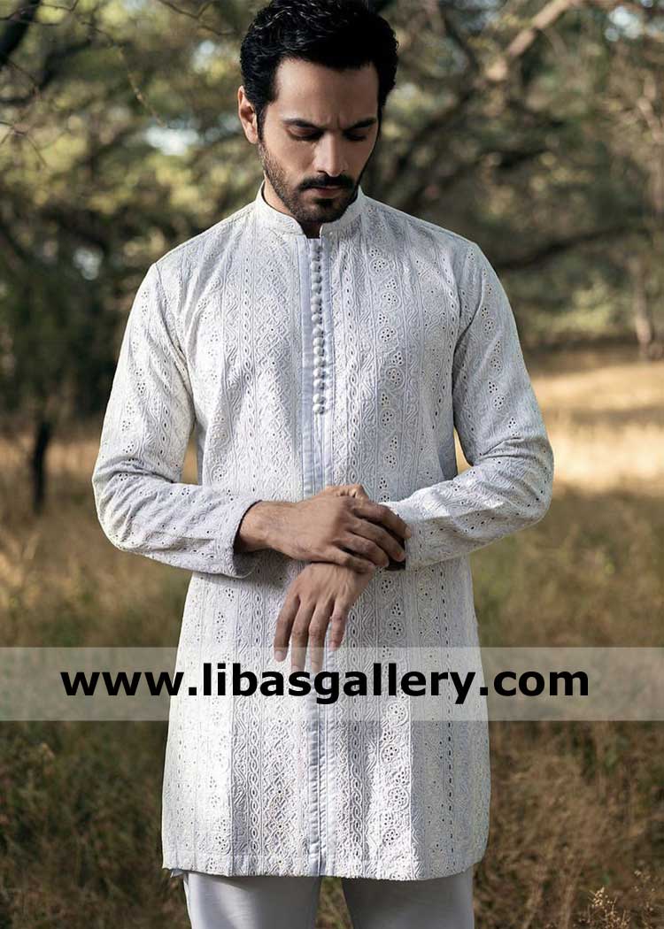 Festive Beautiful Embroidered Kurta with Pajama for Men