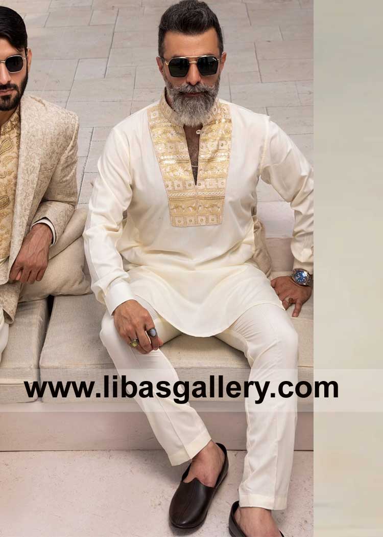 Premium Vanilla Ice Men Embroidered Kurta