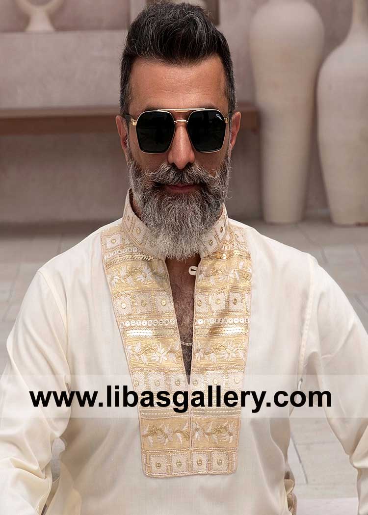 Premium Vanilla Ice Men Embroidered Kurta