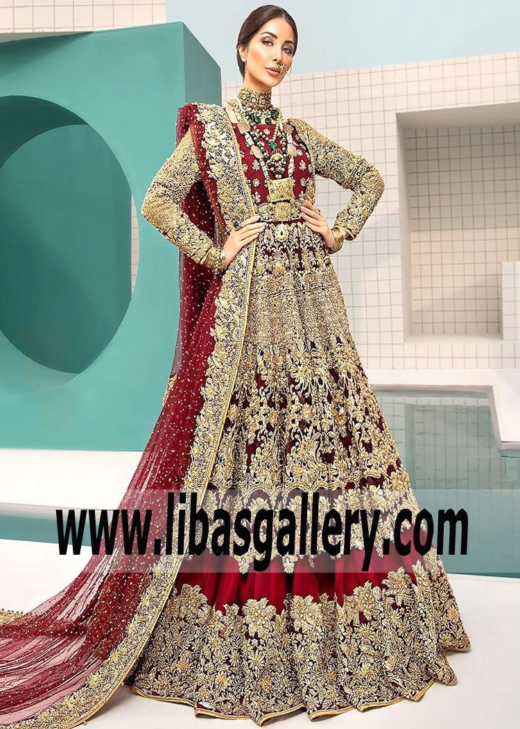 ERUM KHAN LONG SLEEVE EMBELLISHED BALL GOWN