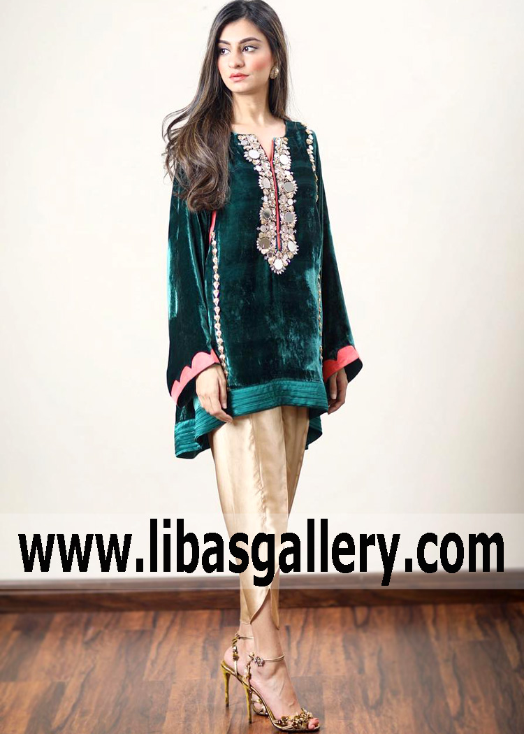 Teal Green Lantana Evening Wear