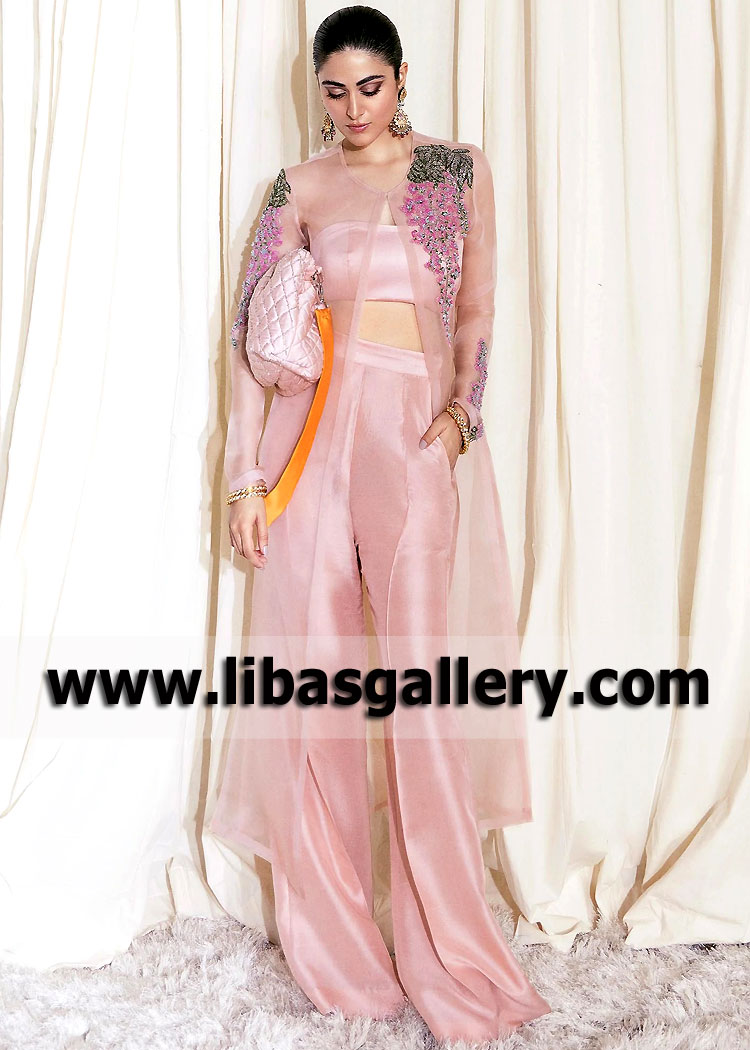 Shell Pink Lilium Long Jacket Trouser Suit