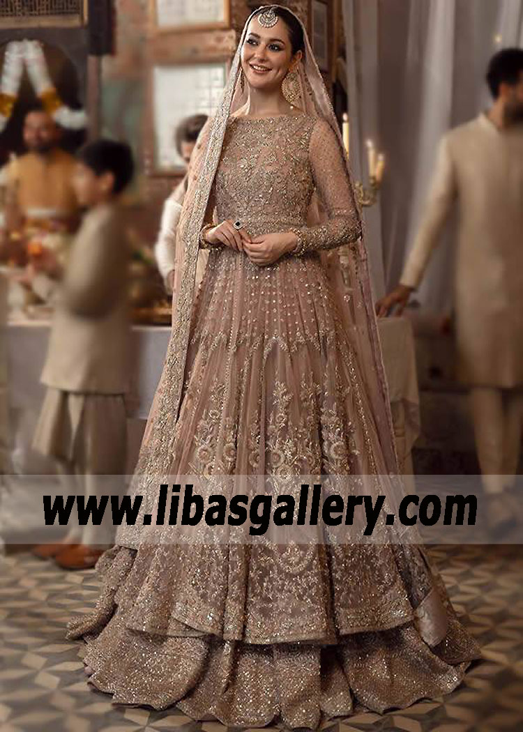 Pale Taupe Andromeda Bridal Pishwas Walima Dress
