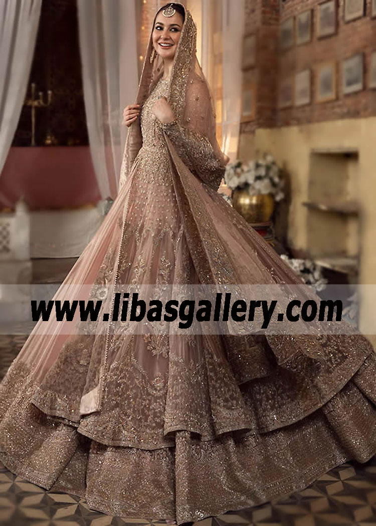 Pale Taupe Andromeda Bridal Pishwas Walima Dress